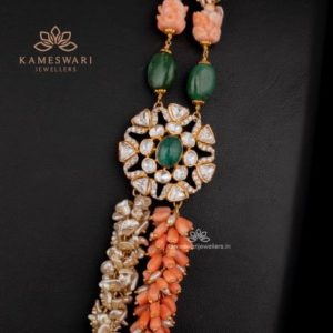 Dazzling Coral and Pearl layered Haram
