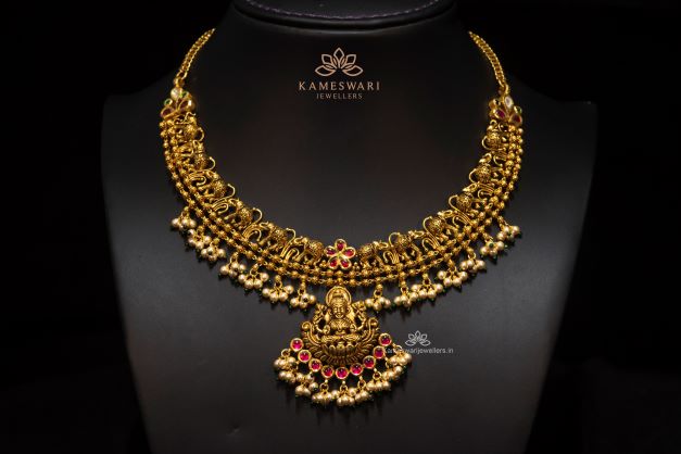 Lakshmi Antique Pearl Necklace |kameswari Jewelers Lakshmi Antique Pearl Necklace |kameswari Jewelers