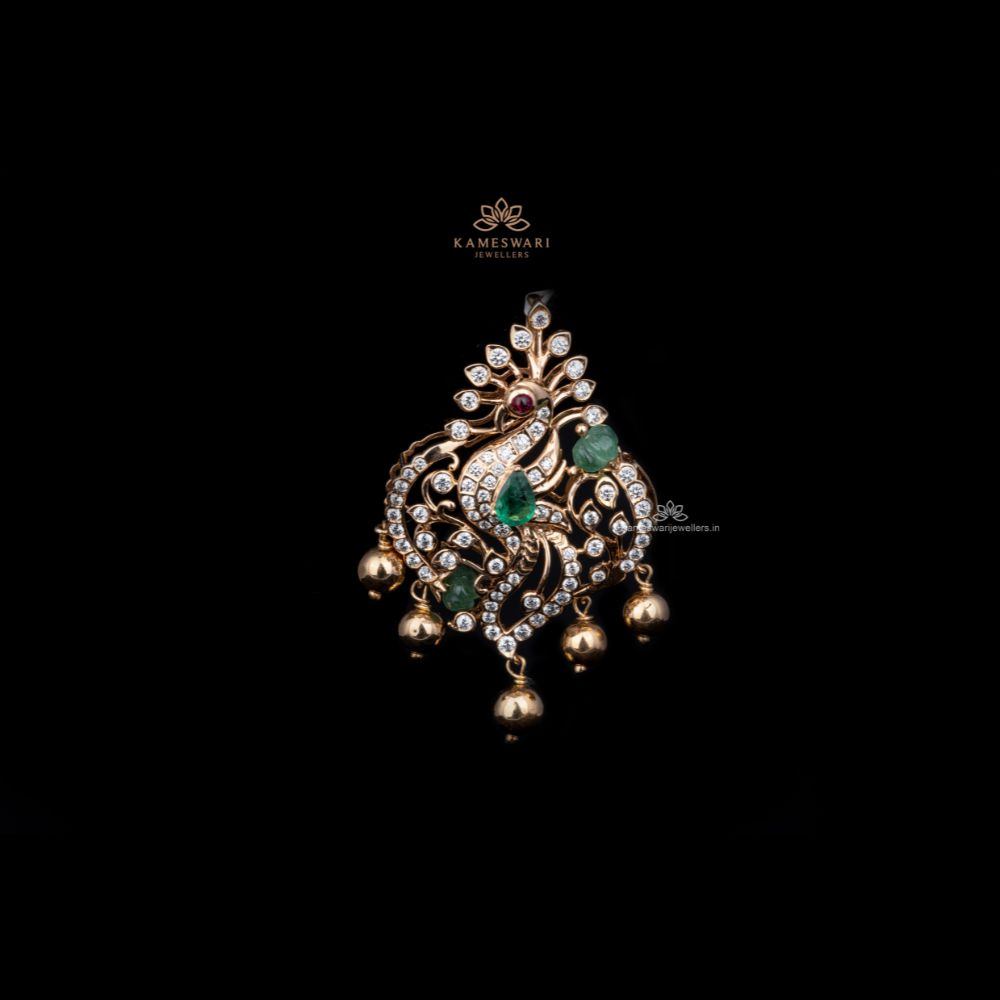Peacock Diamond Pendant Kameswari Jewellers - Main Image