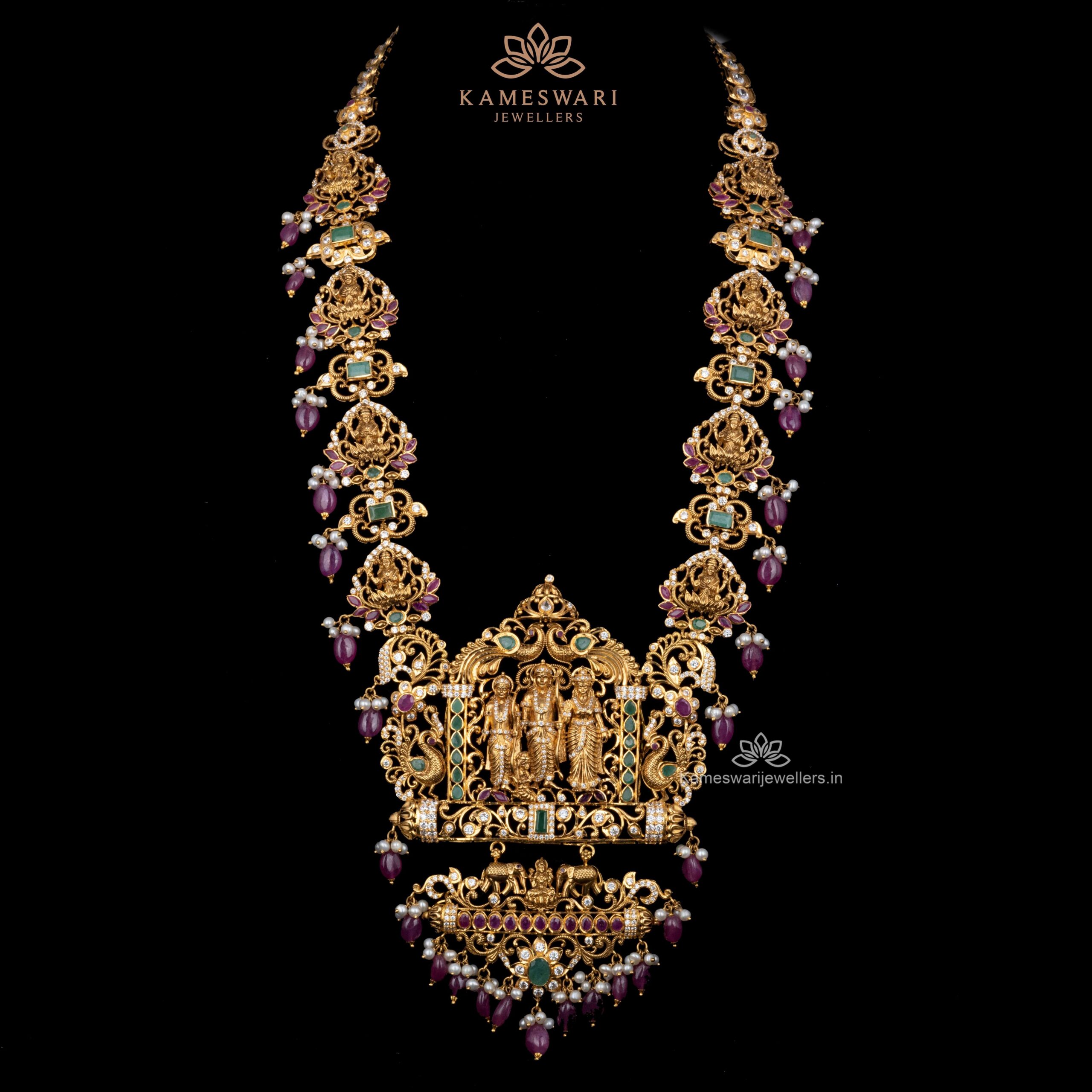 Radiant Ruby Ramparivar Haram | Kameswari Jewellers Radiant Ruby Ramparivar Haram | Kameswari Jewellers