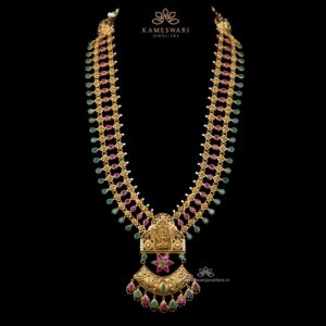Dazzling Ruby & Emerald Haram | Kameswari Jewellers