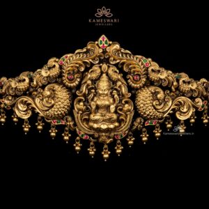 Goddess Lakshmi and Peacock Vaddanam | Kameswari Jewellers
