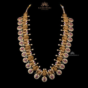 Traditional Pachi Bottumalla Crafted with Goddess Laxmi and Peacock Motif | Kameswari Jewellers