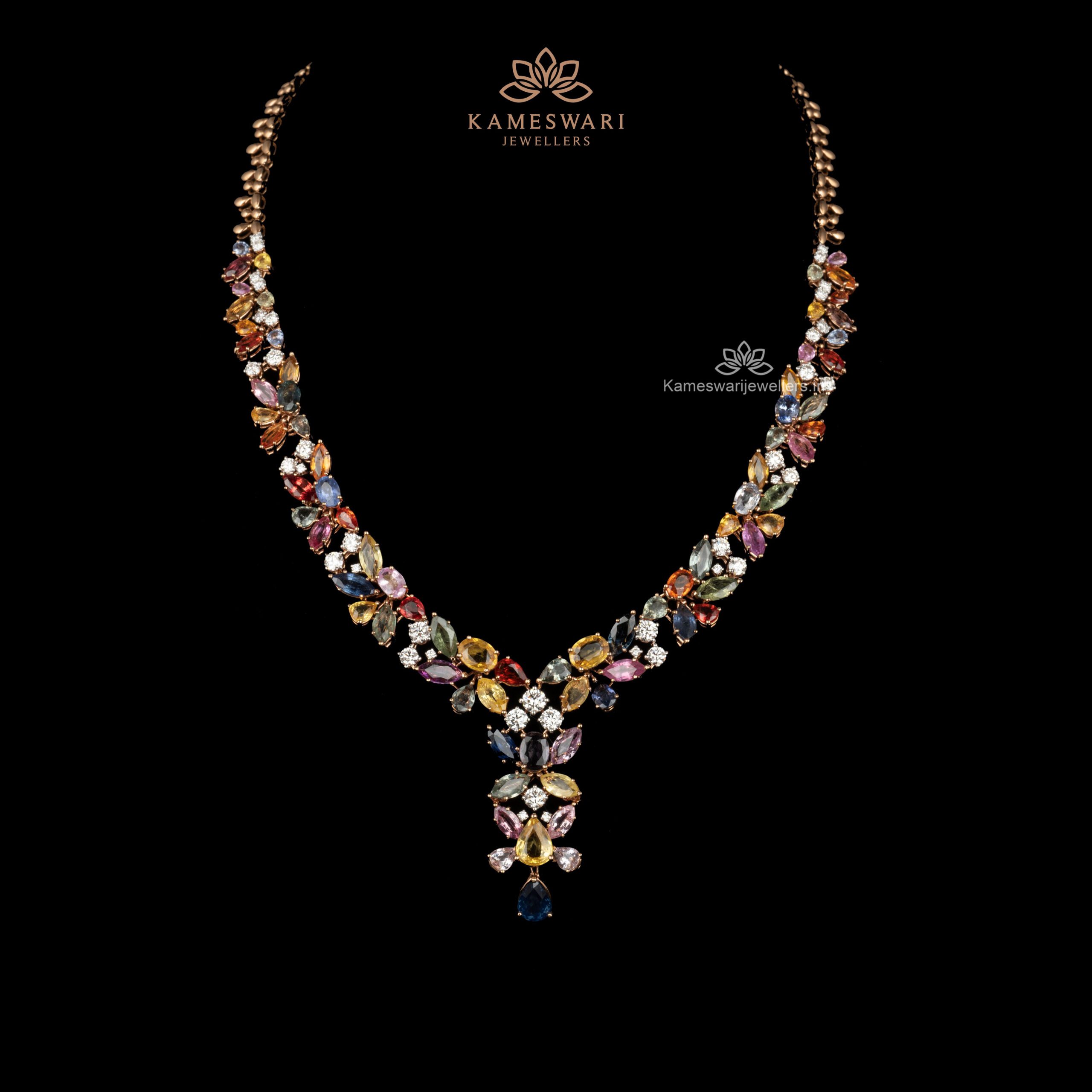 Real Sapphires and Diamonds Necklace | Kameswari Jewellers | Real Sapphires and Diamonds Necklace | Kameswari Jewellers |