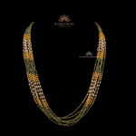 Multi-Strand Gold Bead Chains with Green Accents
