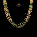 Multi-Strand Gold Bead Chains with Green Accents