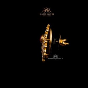 Diamond Jhumkas with Ruby & CZ Floral Design