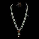 Double Layer Beeds Necklace with Emerald Pendant