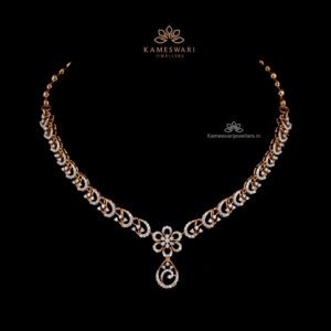 Rose Gold Floral Diamond Necklace for Women