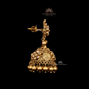 Traditional Gold Jhumkas with Cz Detailing