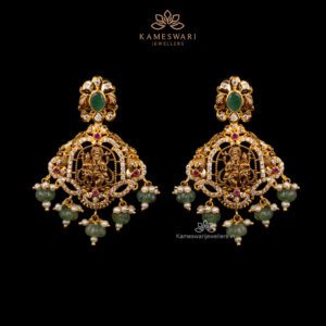 Intricate Lakshmi Chandbalis with Pearl Drops