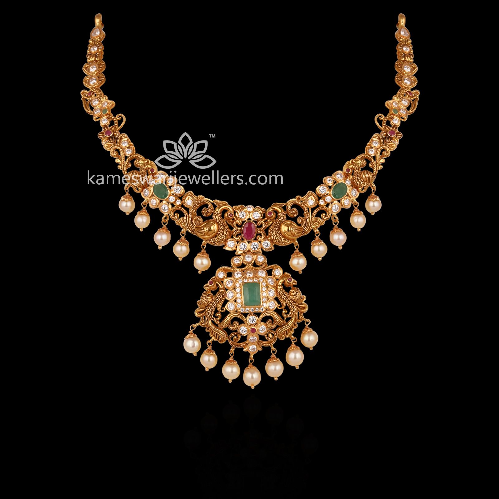 Antique Bottu Style Necklace | Kameswari Jewelers