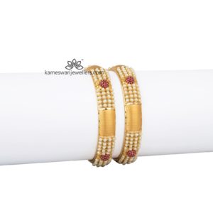 Pachi Bangles with Rubies and Micro Pearls