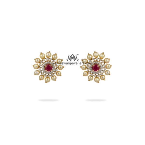 Shreesha Pearl Floral Stud Earrings