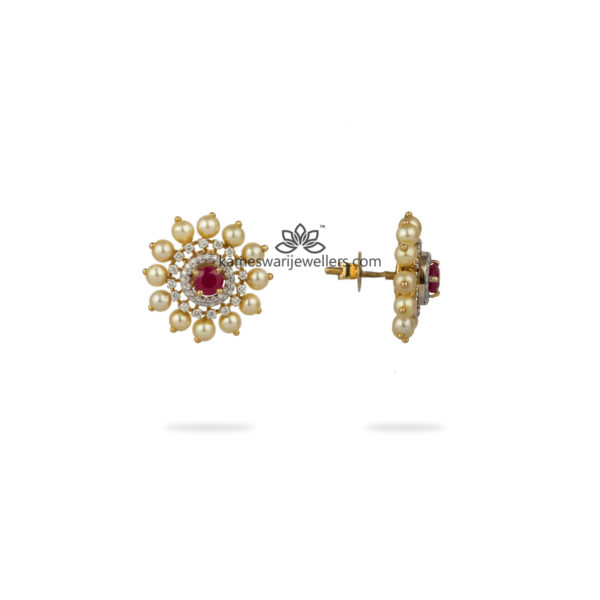 Shreesha Pearl Floral Stud Earrings