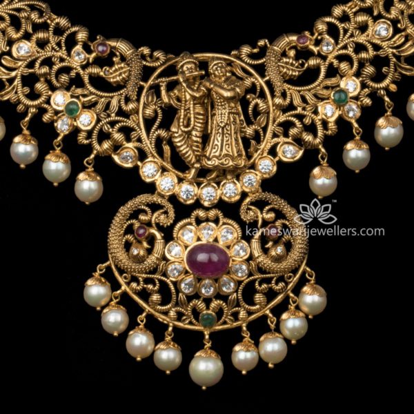 Radha Krishna Pachiwork Necklace