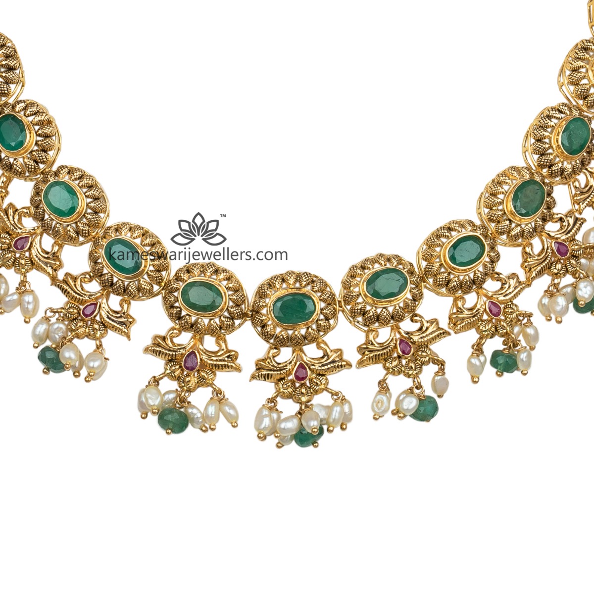 Grace Emerald Green Chandelier Statement Necklace Set Designer Rose Gold  Plated Fashion Jewelry by Jaipur Rose Indian Jewelry Online | Jaipur Rose