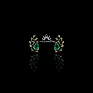 Ariana Emerald Green & Diamond Stud Earrings