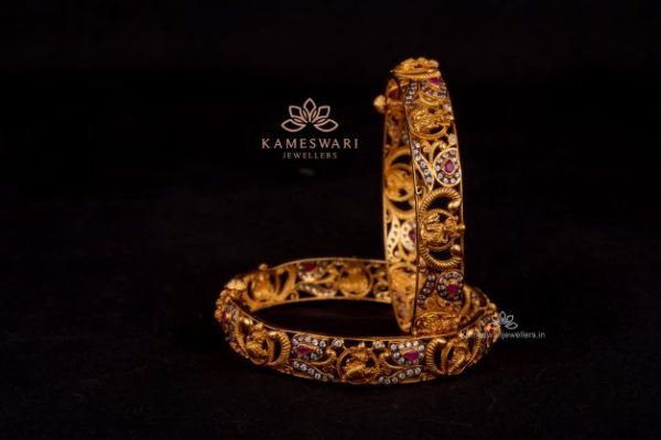 Antique Bangle with CZ and Ruby Stones