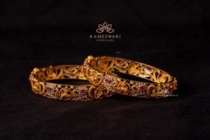 Antique Bangle with CZ and Ruby Stones