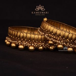 Antique Bangles with Micro Pearls and Gold Balls