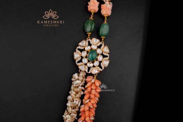 Dazzling Coral and Pearl layered Haram