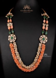 Dazzling Coral and Pearl layered Haram