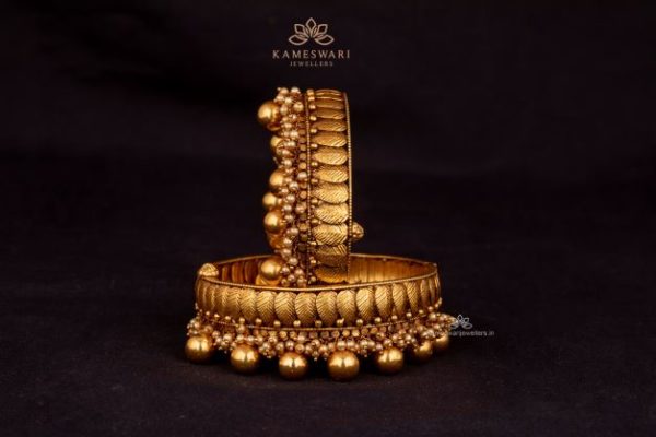 Antique Bangles with Micro Pearls and Gold Balls