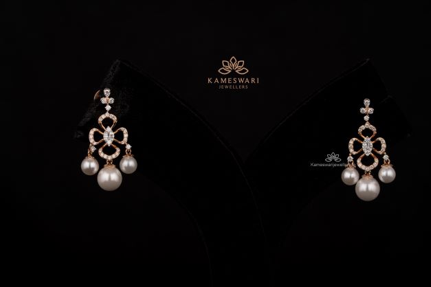 Indeevari Jewelry - A classy diamond earrings with a touch of rose gold. Be  it any occasion, this one is sure to grab some attention. Shop now from  kameswarijewellers.com. ITEM CODE :