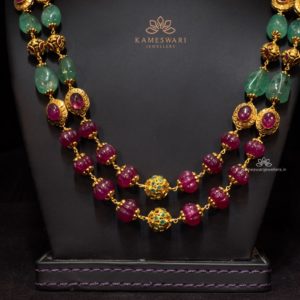 Perfect combination of ruby and emerald chain