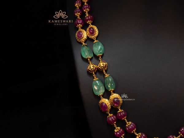 Perfect combination of ruby and emerald chain