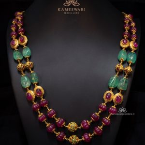Perfect combination of ruby and emerald chain