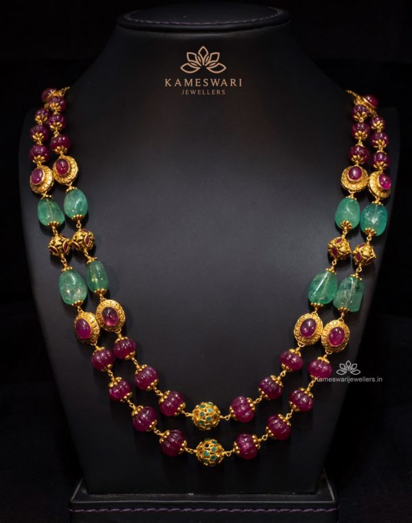 Perfect combination of ruby and emerald chain