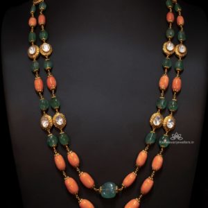 Two layered coral and emerald haram