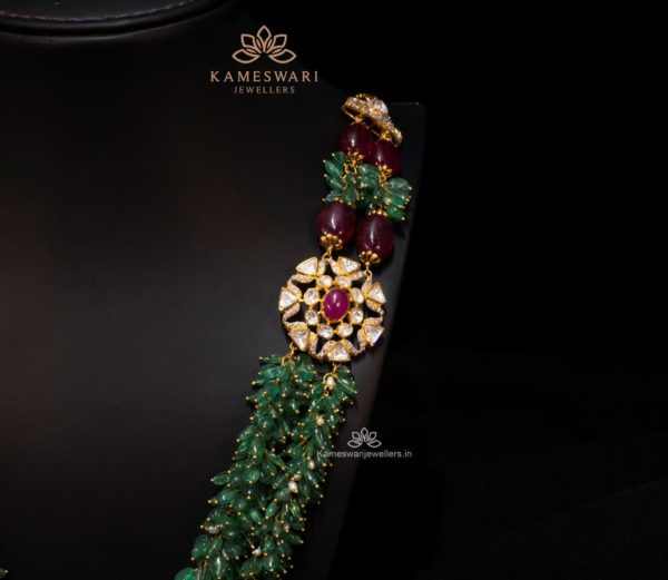 Uevashi Emerald Beads Layered Haram