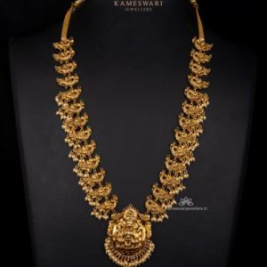 Ruby- Emerald Laxmi Necklace | Kameswari Jewellers