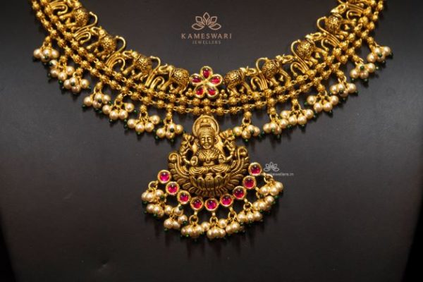 Lakshmi Antique Pearl Necklace |kameswari Jewelers