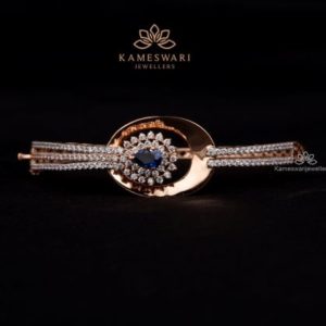 Swarovski Studded Gold Bracelet | Kameswari Jewelers.