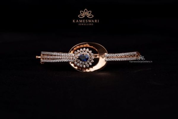 Swarovski Studded Gold Bracelet | Kameswari Jewelers.