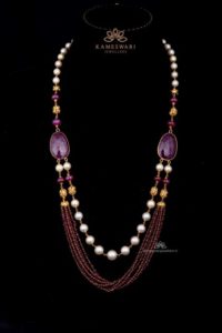 Layered chain with Ruby and Pearls