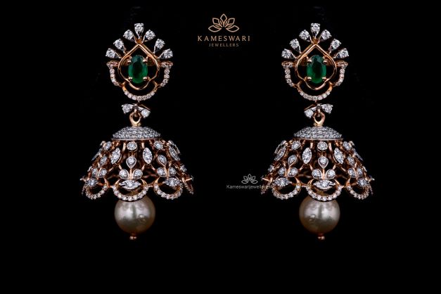 Brilliant Elaborate Diamond Earrings | Kameswari Jewellers