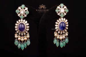 Tanzanite and Polki Necklace Set | Kameswari Jewellers