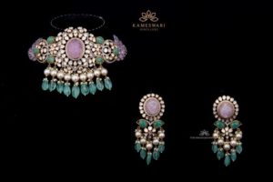 Morganites Necklace with Earrings | Kameswari Jewellers