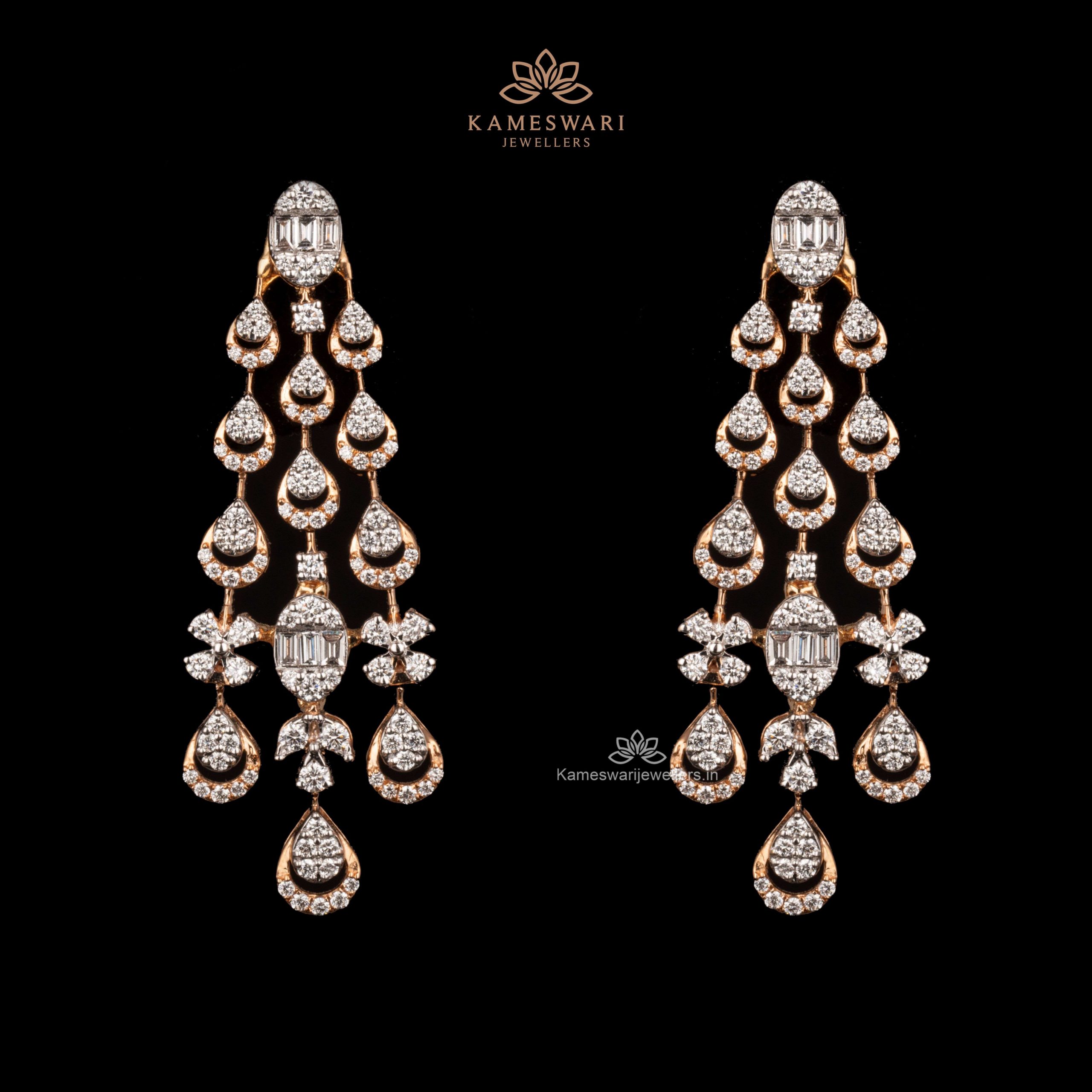 Diamond Chandelier Earrings  Kameswari Jewellers