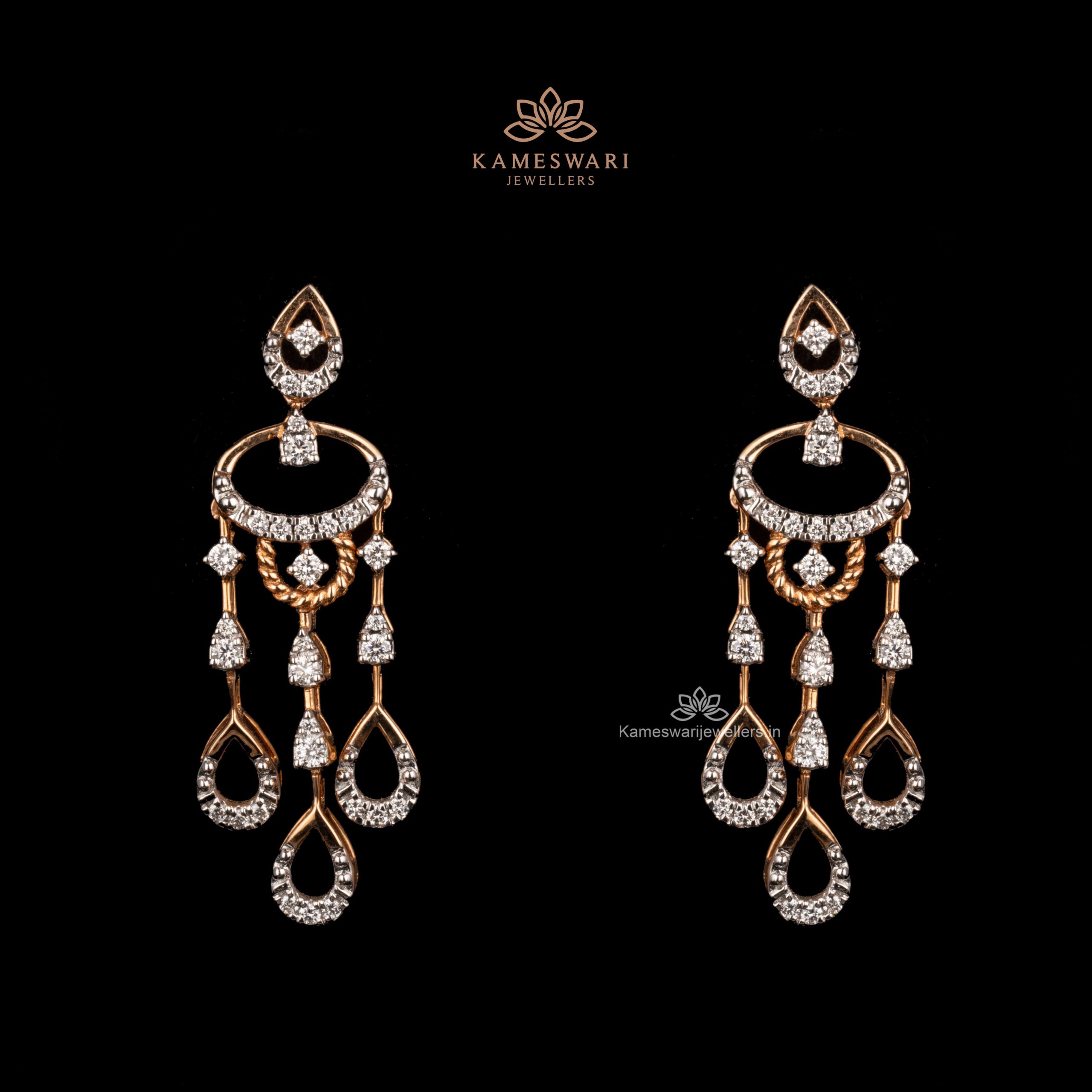 Statement Rose Gold Chandbali Style Premium Quality American Diamond  Earrings | Indian Jewelry | AD Earrings | Long Earrings | Light Weight –  Kaash