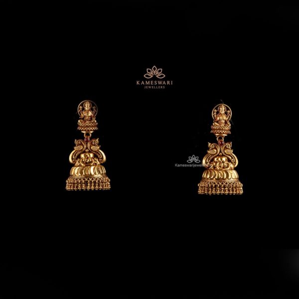 Beautiful Antique Lakshmi Jhumkas - South India Jewels