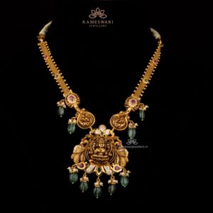 Pachi Ruby Emerald Lakshmi Necklace