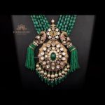 Vibrant Emerald Bead Haram with Peacock Pendant | Kameswari Jewellers