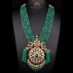 Vibrant Emerald Bead Haram with Peacock Pendant | Kameswari Jewellers