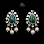 Polki Necklace and earrings with Pearls Droplets | Kameswari Jewellers